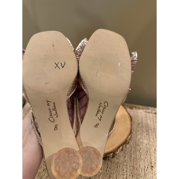 Circus NY by Sam Edelman Natalina Metallic Gold‎ Bow Kitten Heel Slide Sandals 8 - Picture 14 of 14